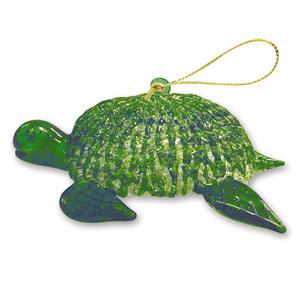 Glass Lace Ornament, Honu - Green