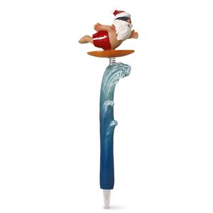 Polyresin Spring Pen, Surfin’ Santa
