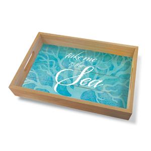 Coastal Wood Tray Large, Take Me to the Sea