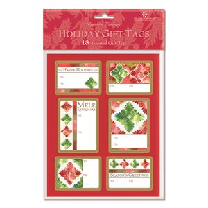 Adhesive Gift Tag 18-pk, Quilted Holidays