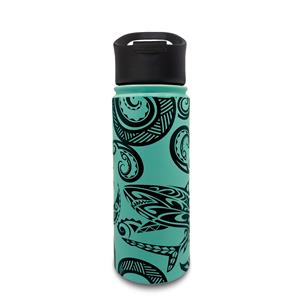 Island Flask, Tribal Shark - Teal