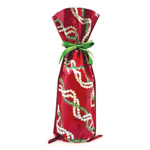 Foil Drawstring Wine Gift Bags 3-pk LG, Pikake Lei II